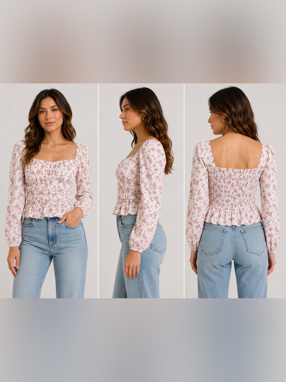 Kirious Los Angeles Floral Milkmaid Top Women Small Cottagecore Puff Sleeve